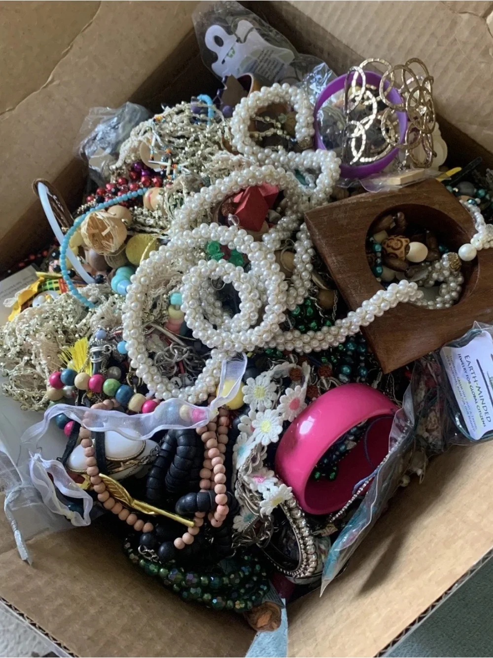 2 LB Curated Jewelry Lot Gold Silver Tone Vintage Modern Bulk Reseller Mix